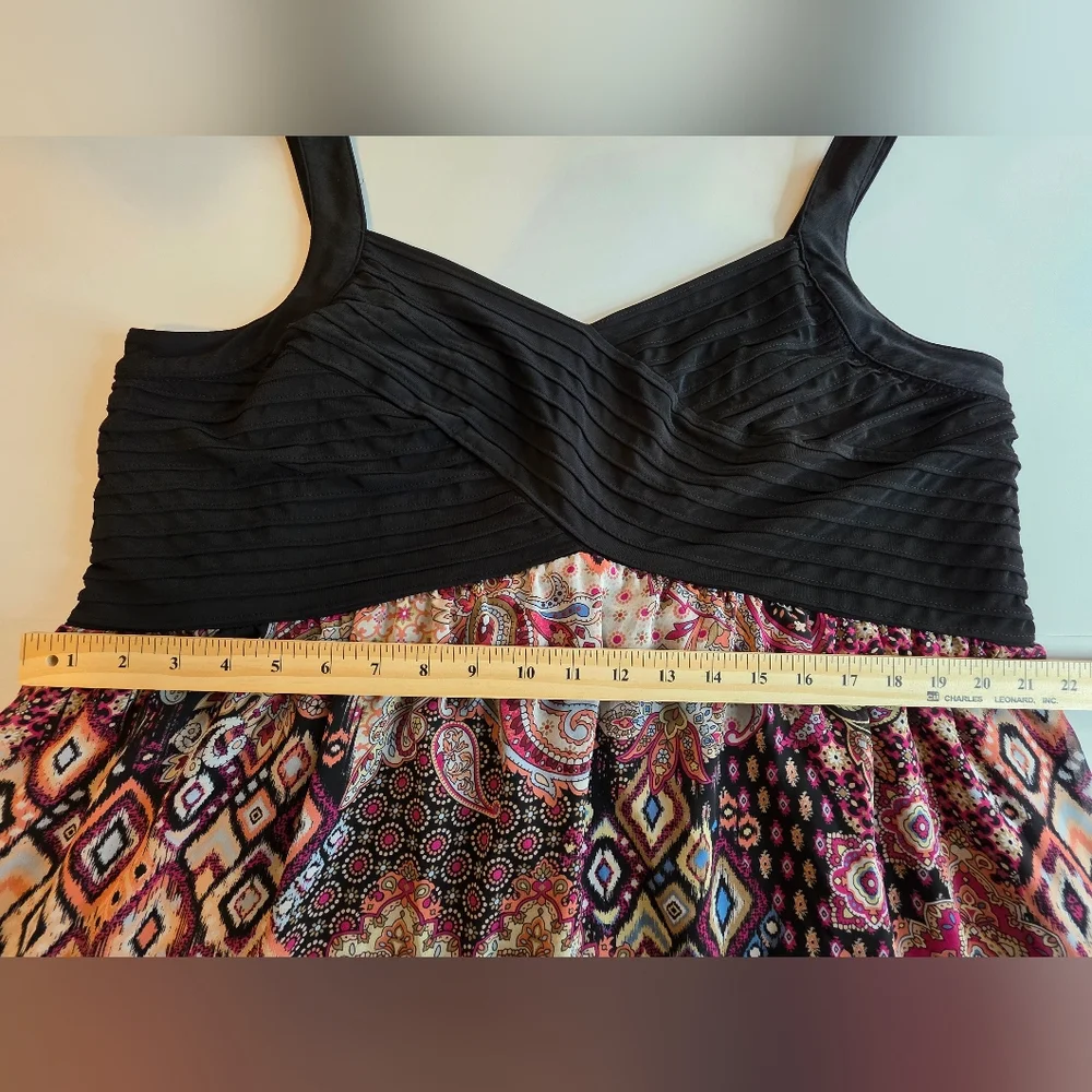 Sami & Jo 3X Boho Dress Black Multicolor Paisley Print 2739-R